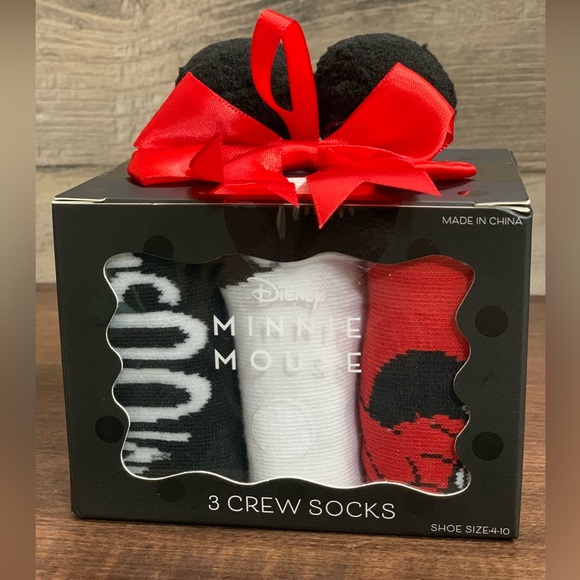 Disney Minnie Mouse Crew Socks Set of 3 - Picture 5 of 5